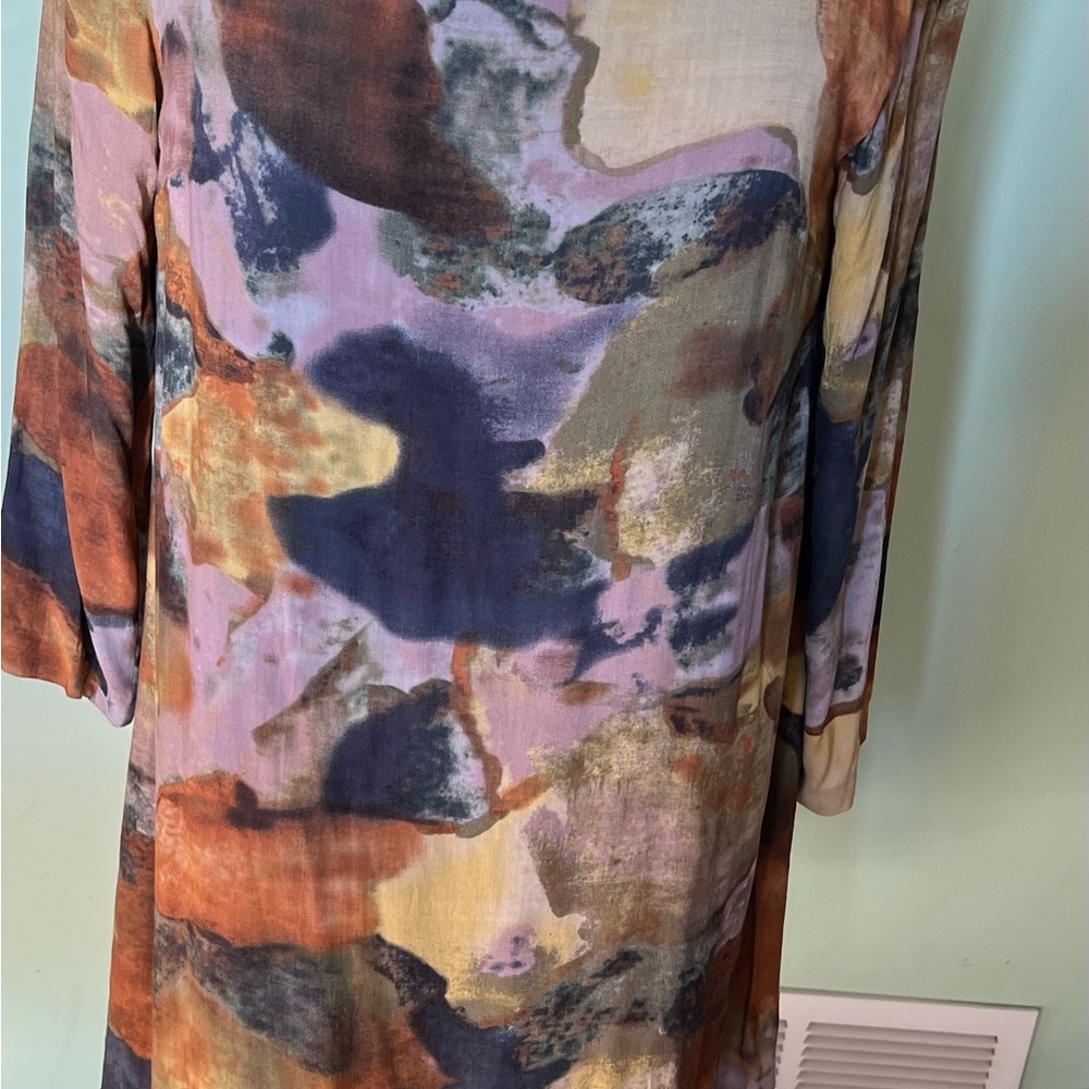 Anthropologie Straight form knee length dress in soft colors. size L